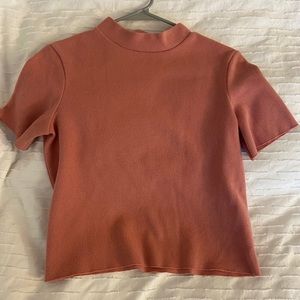 Peach pink Zara Trafaluc mock neck knit sweater